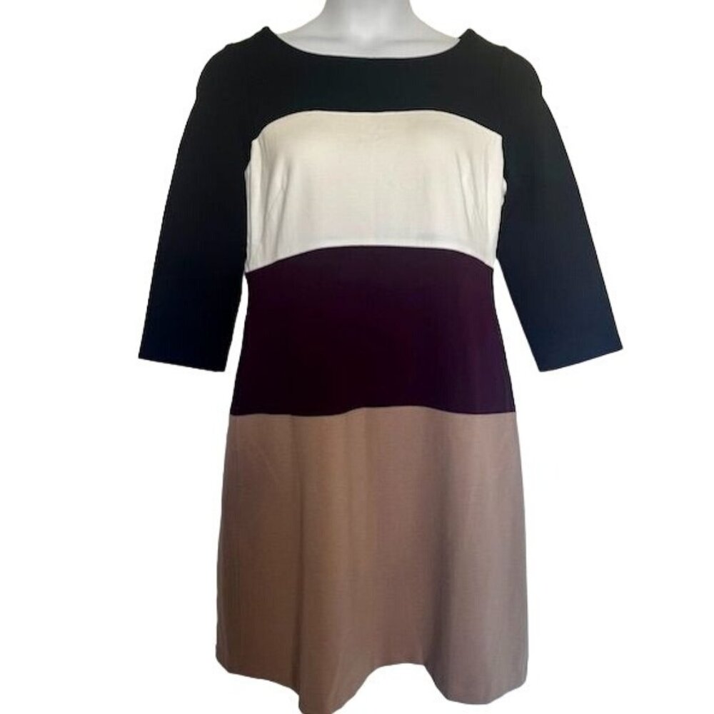 White House Black Market Colorblock Ponte Shift Dress Size 14 NWT